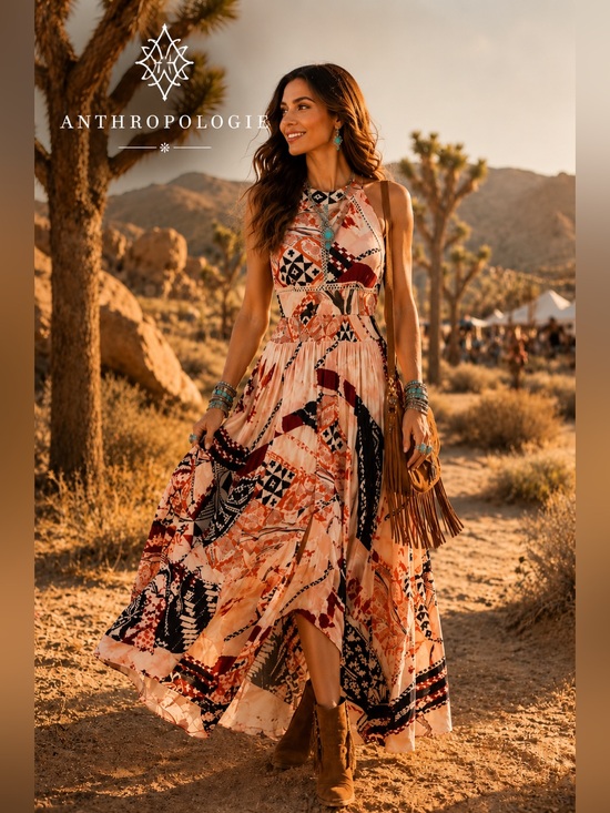 Anthropologie Dresses & Skirts - Abel The Label Open Back Halter Maxi Dress Large Boho Resort Anthropologie B6